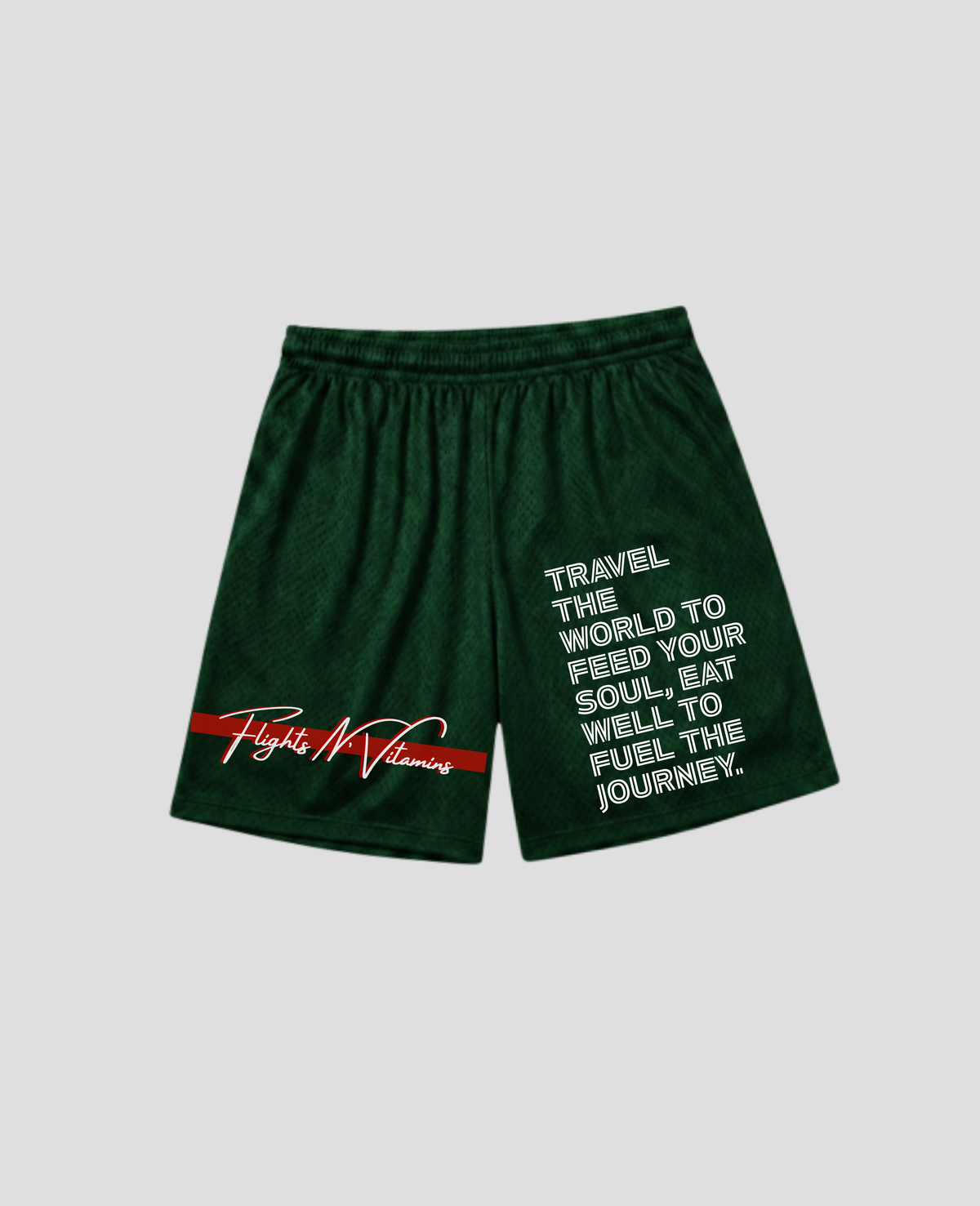 Graphic Travel Shorts | Green/Red/White