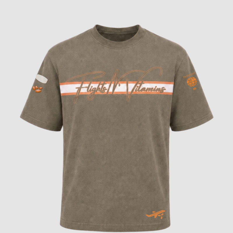 Double-Sided | Top Quality Garment | Graphic Tee | Olive/Orange
