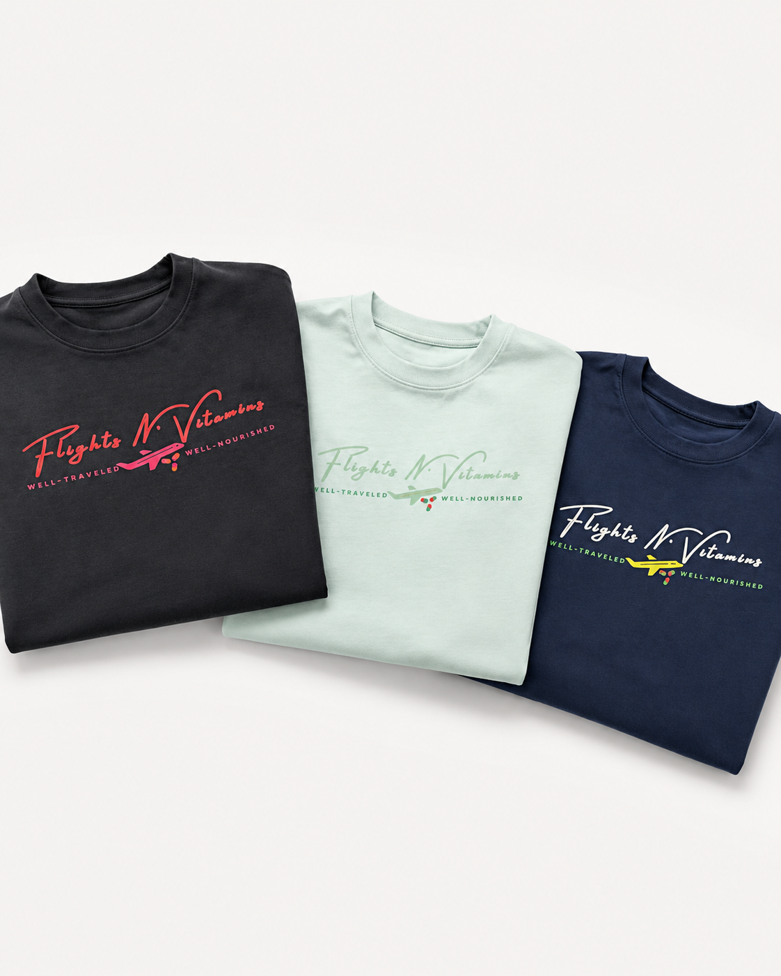 Flights N' Vitamins graphic tees